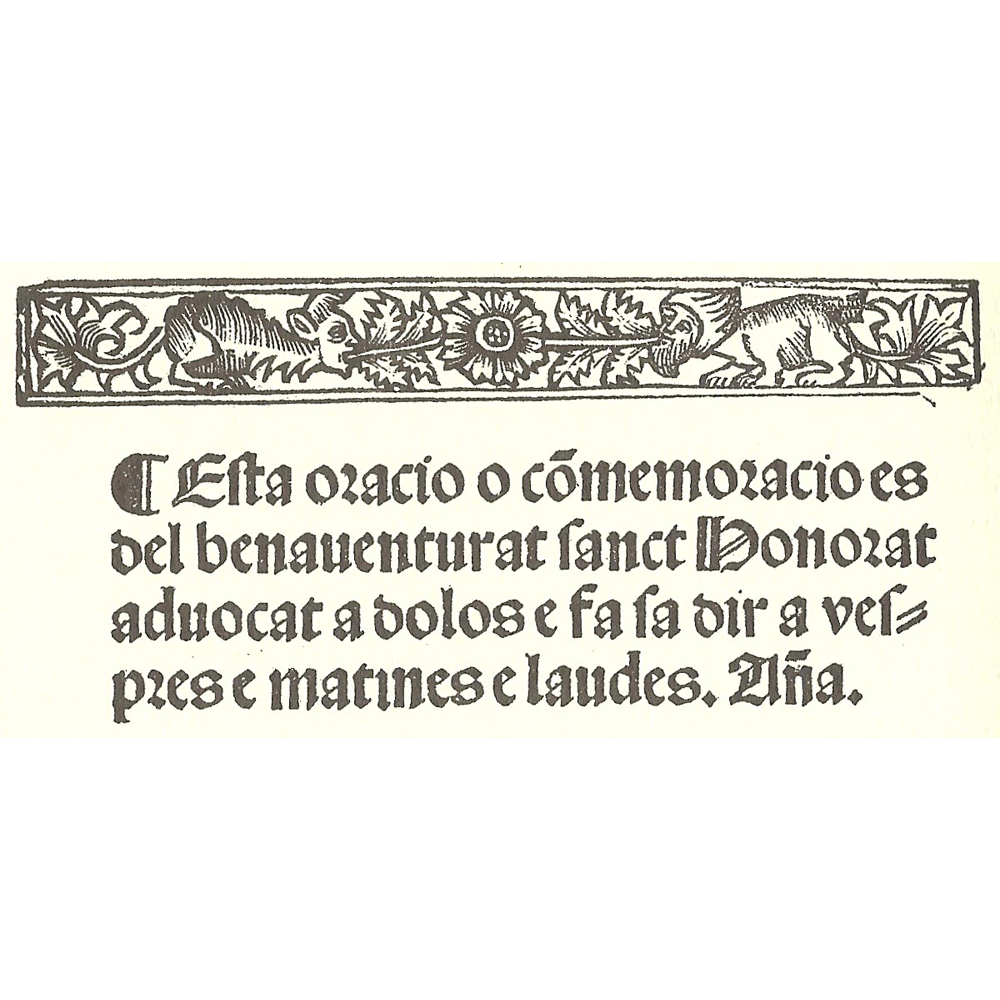 Vida san Honorat Arles-Joffre-Incunables Libros Antiguos-libro facsimil-Vicent Garcia Editores-6 oracion.